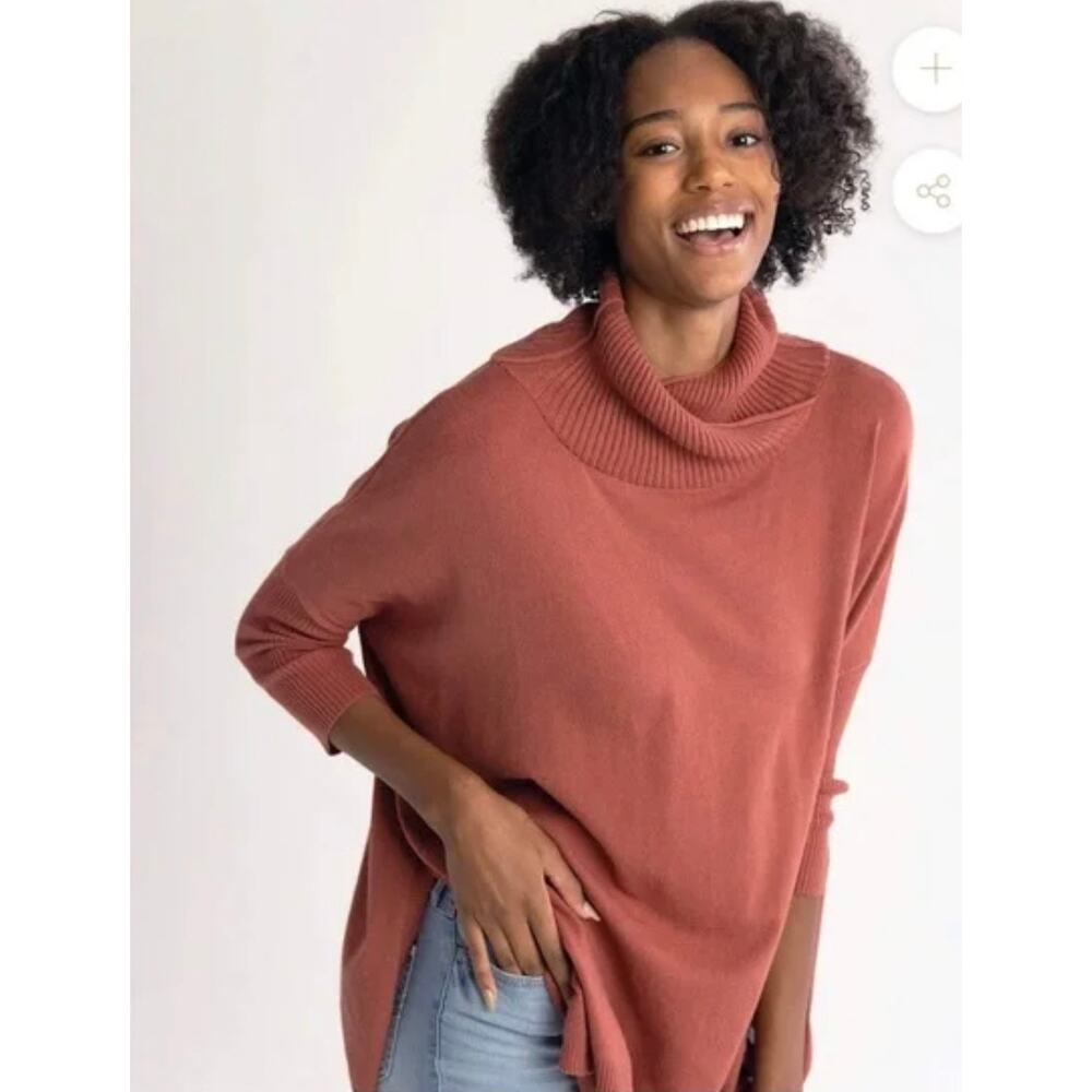 Mersea Newport Travel Side Split Cowl Neck Travel‎ Sweater Pullover Poncho OSFA